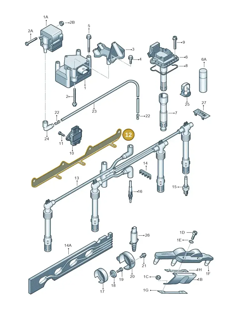 06A905131E — Volkswagen Touran 1.9 (2008-2010) diagram 649905000, position 12