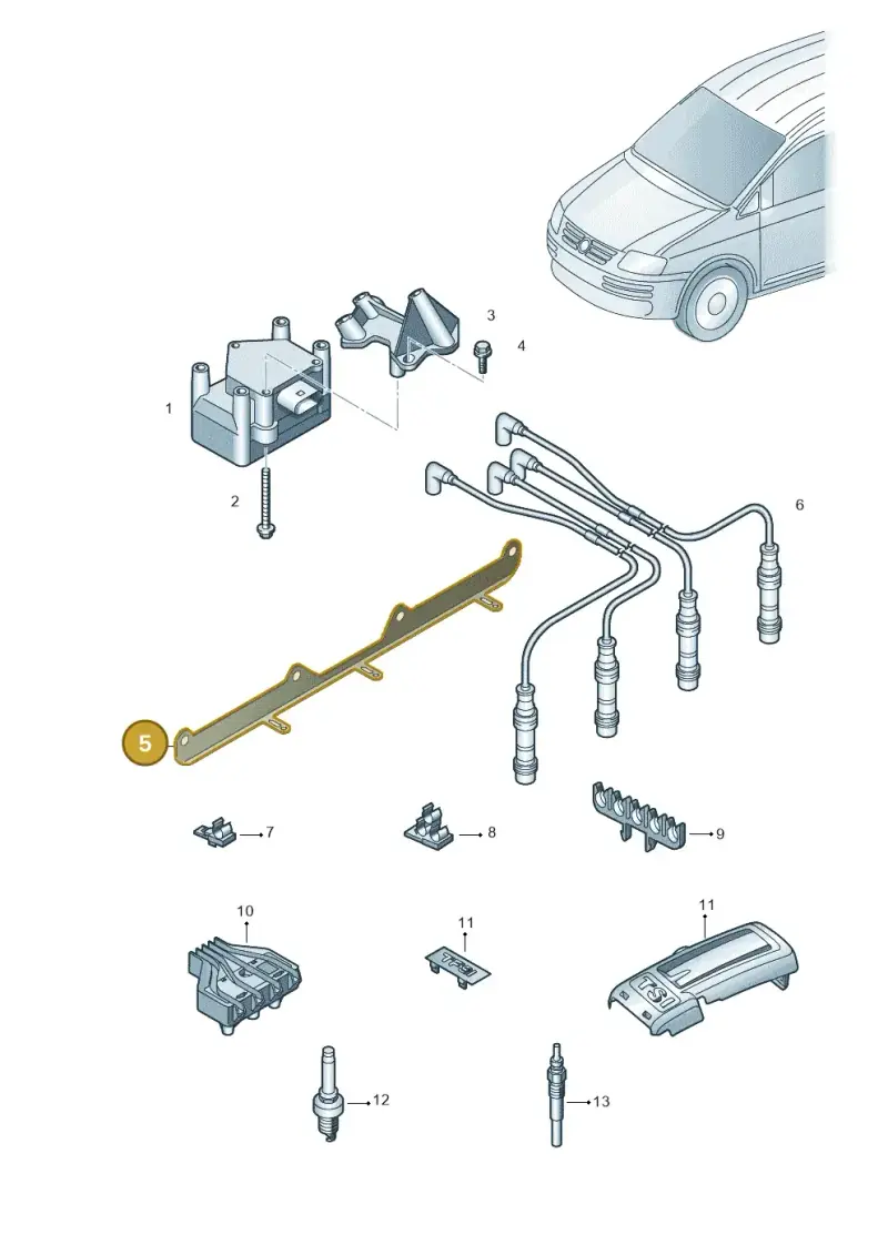 06A905131E — Volkswagen Caddy Maxi Kombi (2010-2015) diagram 690905000, position 5