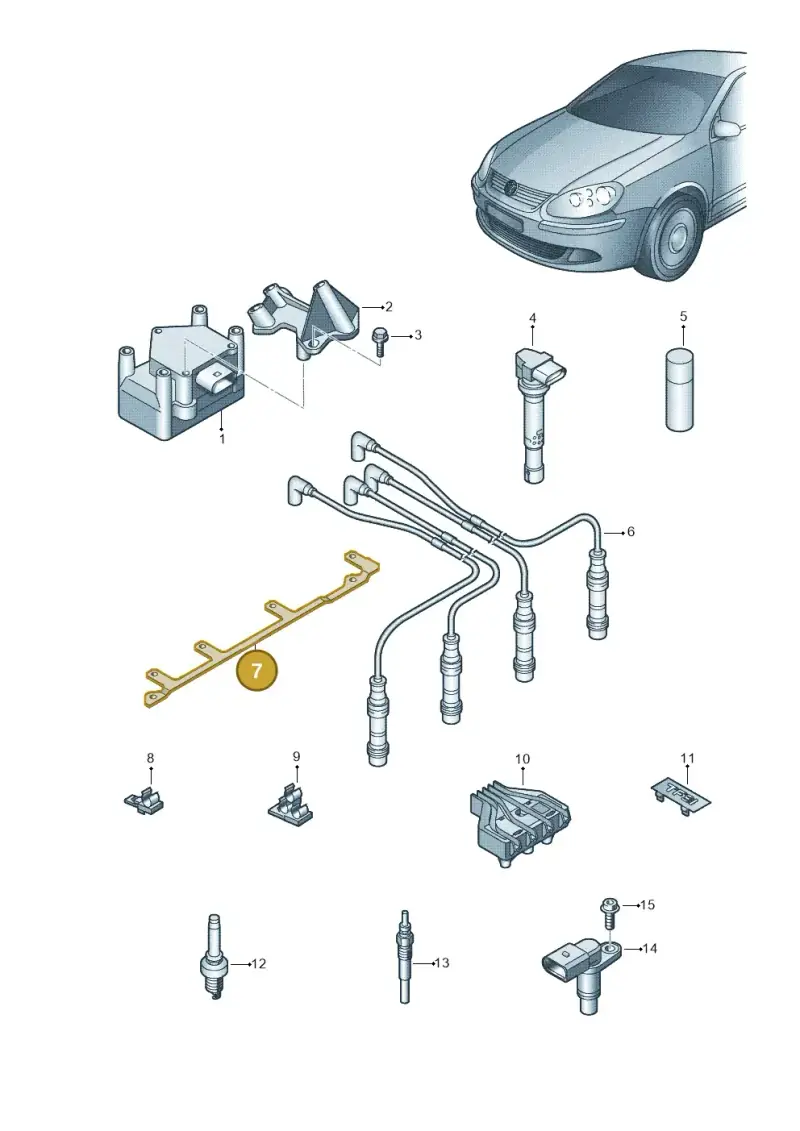 06A905131E — Volkswagen Golf Plus (2011-2014) diagram 729905000, position 7