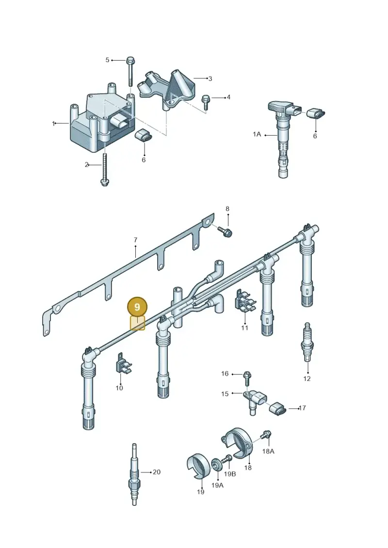 06A905430AF — Volkswagen JETTA                  06> (2006-) diagram 412905000, position 9