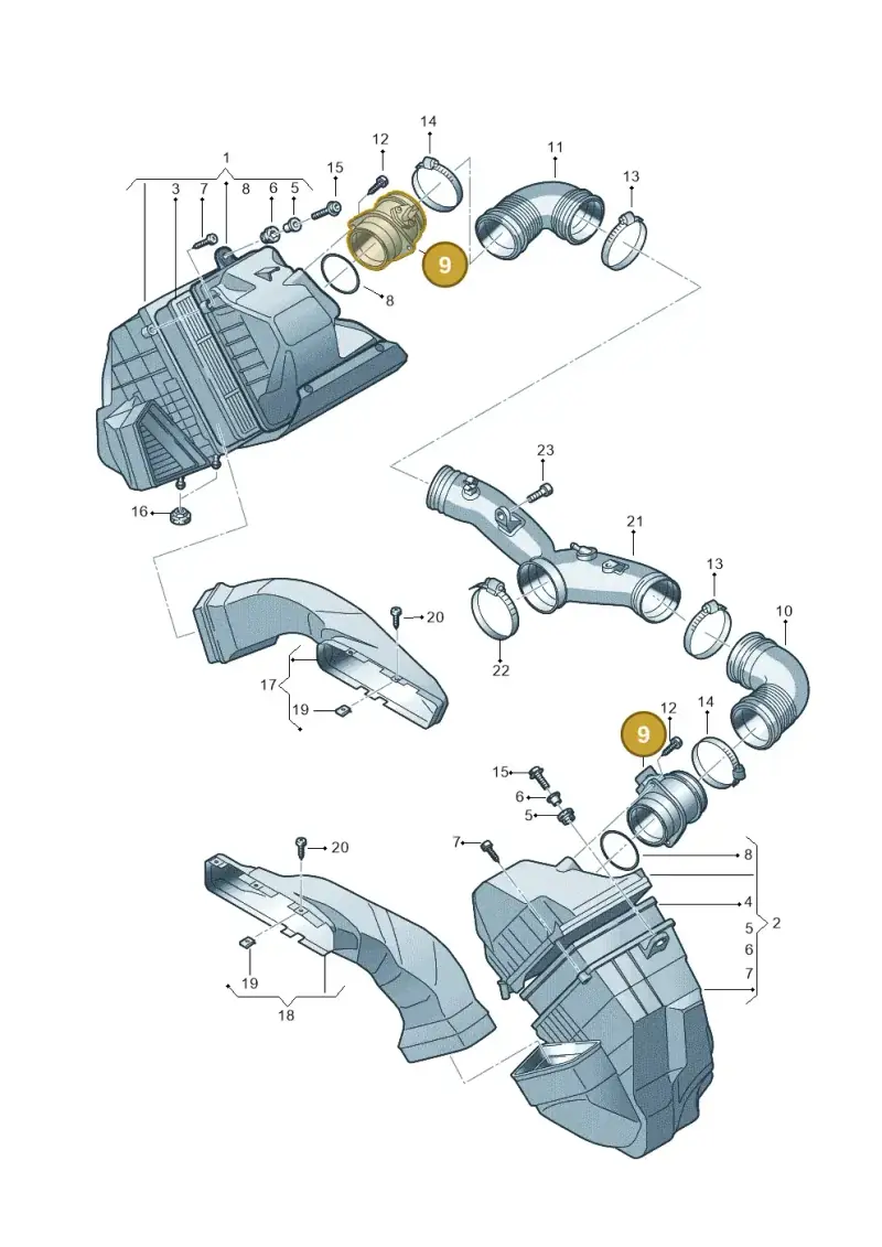 06A906461G — Volkswagen Phaeton 4motion (2010-2016) diagram 258129300, position 9