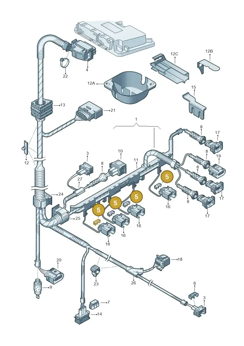 06A906732 — Volkswagen Polo (2008-2009) diagram 194971050, position 5