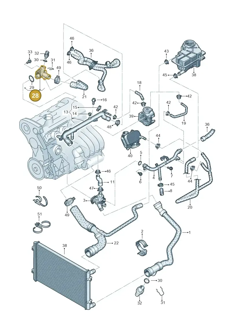 06B121132D — Volkswagen PASSAT/4MOTION/W8 (2002-2005) diagram 404121520, position 28