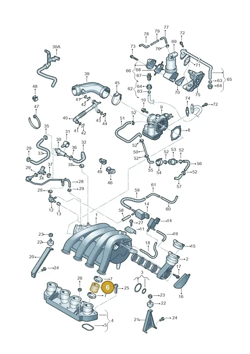 06B133299C — Volkswagen PASSAT/4MOTION/W8 (2002-2005) diagram 195133220, position 6
