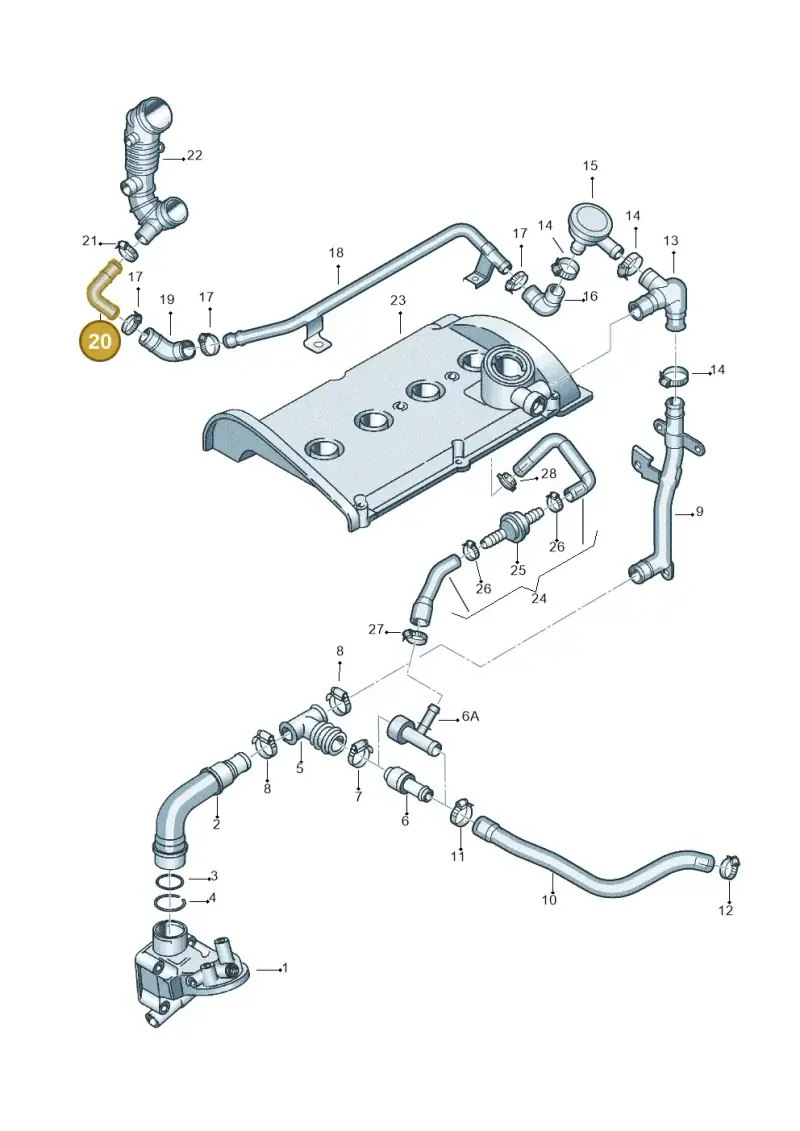 06B133989A — Volkswagen PASSAT/4MOTION/W8 (2002-2005) diagram 404103900, position 20
