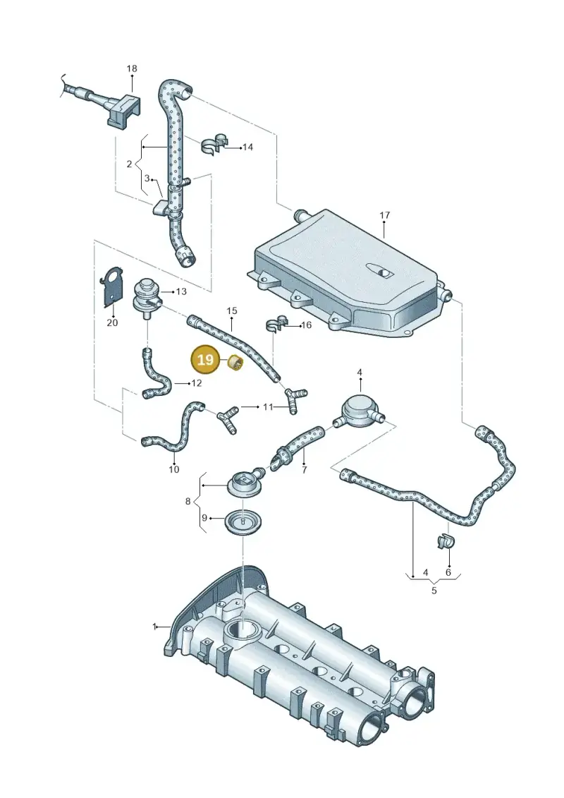 06B141730B — Volkswagen Jetta Wagon (2001-2001) diagram 231103410, position 19