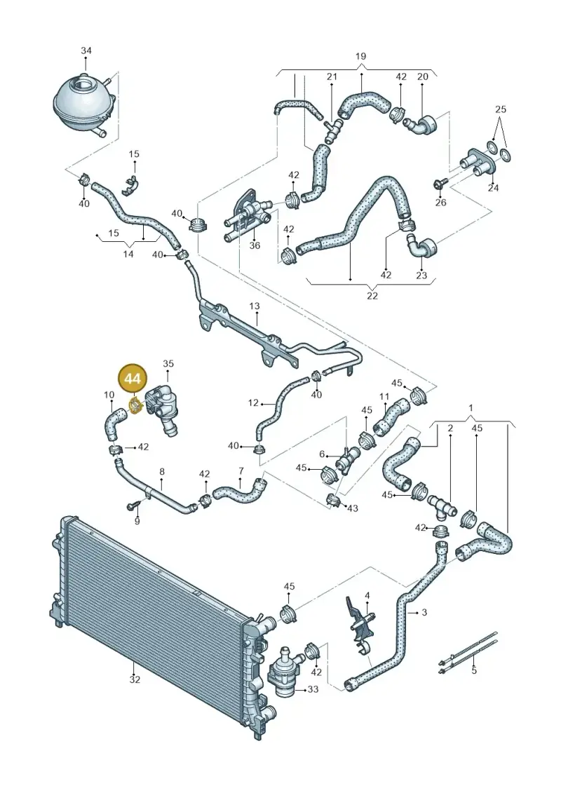 06B145917 — Volkswagen Polo (2012-2014) diagram 708121510, position 44