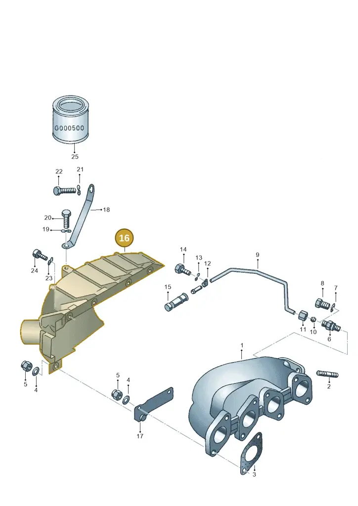 06B253036 — Volkswagen PASSAT/4MOTION/W8 (2002-2005) diagram 114253100, position 16