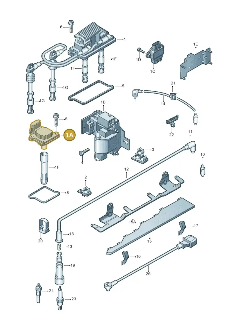 06B905115E — Volkswagen PASSAT                 00> (2000-) diagram 156905100, position 1A