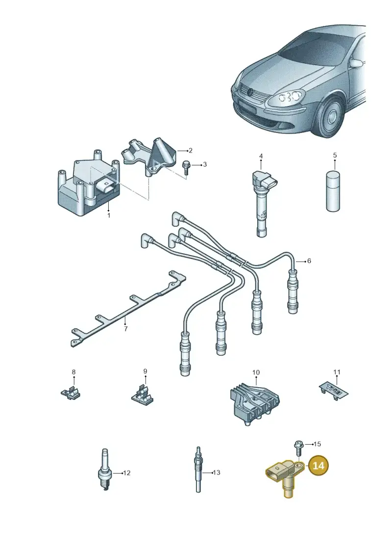 06B905163A — Volkswagen Golf Plus (2011-2014) diagram 729905000, position 14