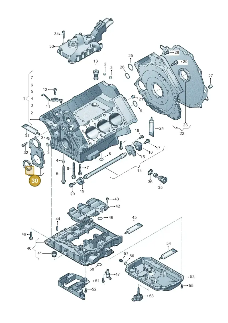 06E103153E — Volkswagen Touareg BlueMotion (2014-2018) diagram 693103050, position 30