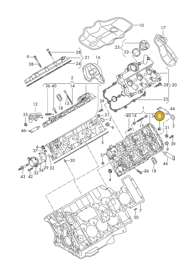 06E103154D — Volkswagen Phideon (2016-2023) diagram 191103300, position 8
