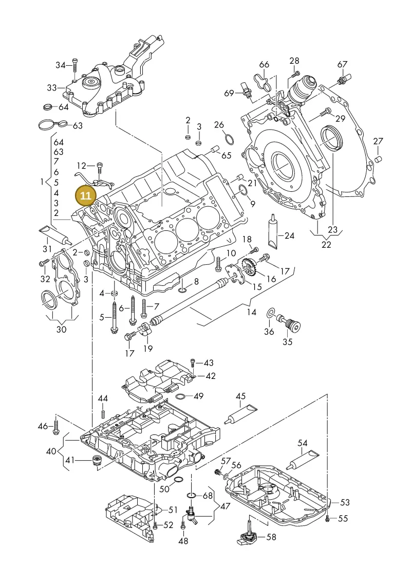 06E103158M — Volkswagen Phideon (2016-2023) diagram 191103100, position 11