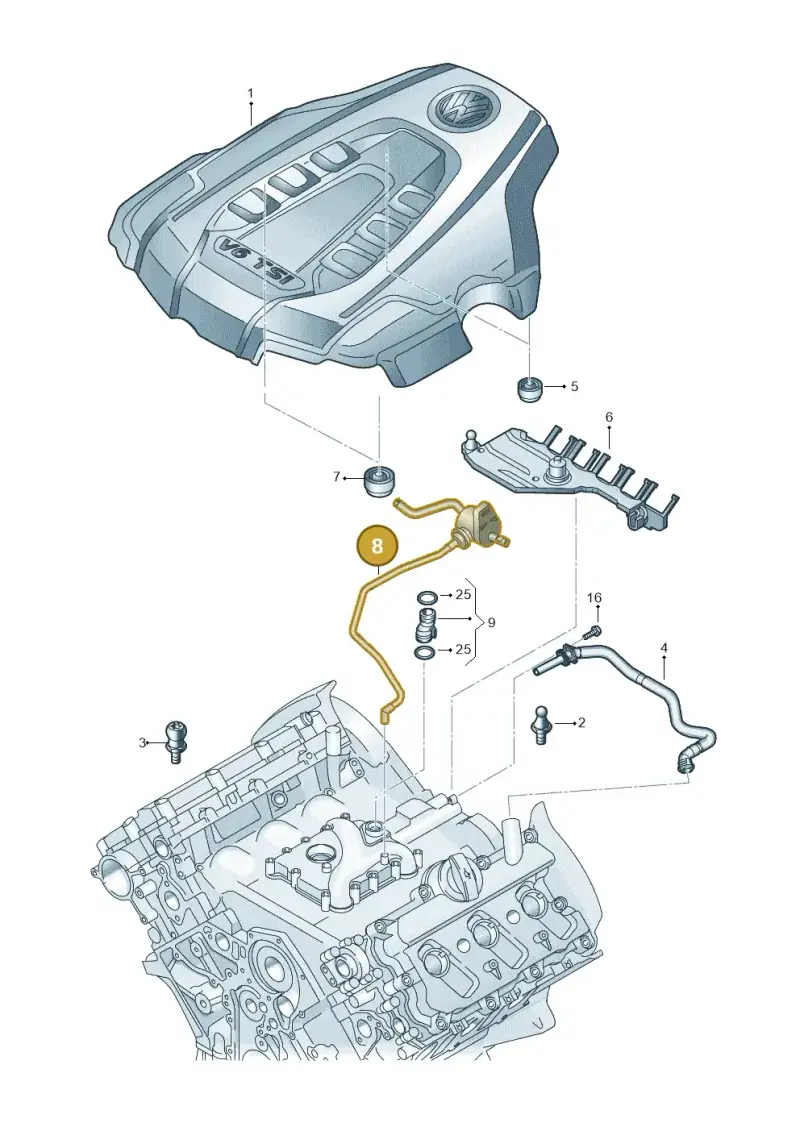 06E103207AR — Volkswagen Phideon (2016-2023) diagram 191103450, position 8