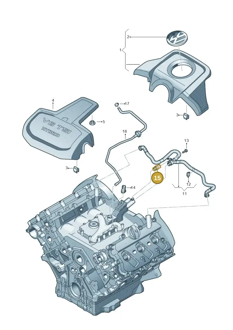 06E103213A — Volkswagen Touareg BlueMotion (2014-2018) diagram 693103800, position 15