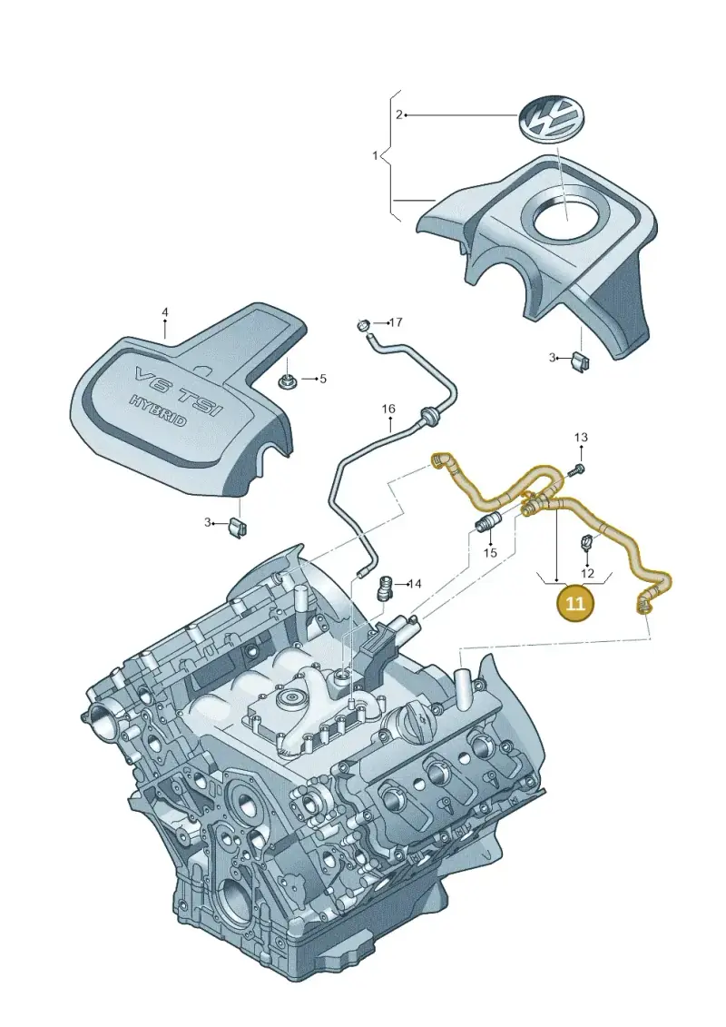 06E103217AF — Volkswagen Touareg BlueMotion (2014-2018) diagram 693103800, position 11