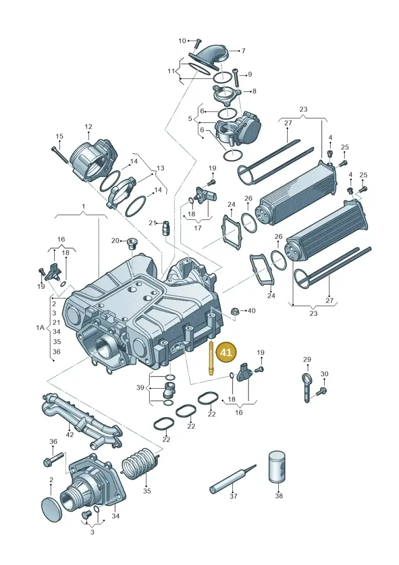 06E103239E — Volkswagen Touareg (2012-2014) diagram 648145350, position 41