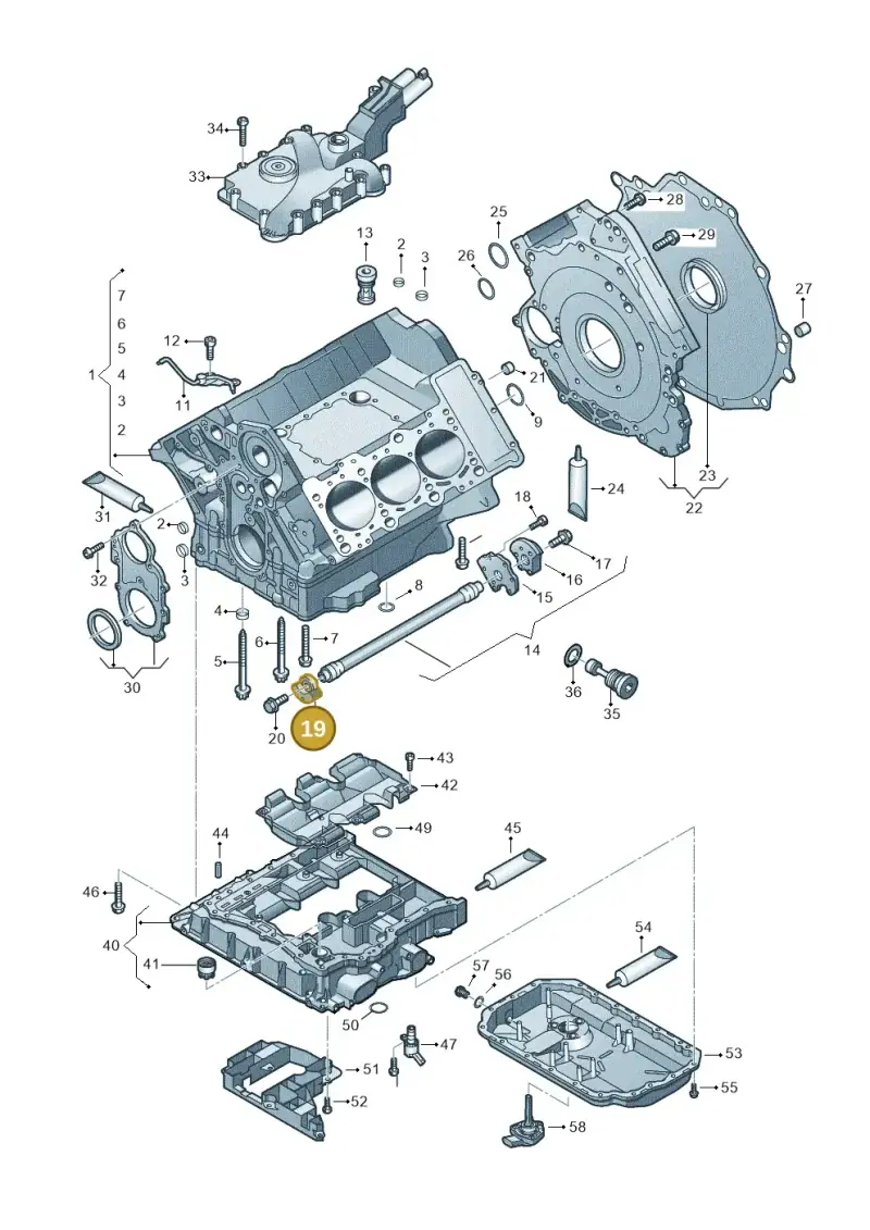 06E103332H — Volkswagen Touareg BlueMotion (2014-2018) diagram 693103050, position 19