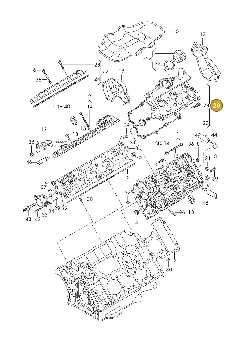 06E103471S — Volkswagen Phideon (2016-2023) diagram 191103300, position 20