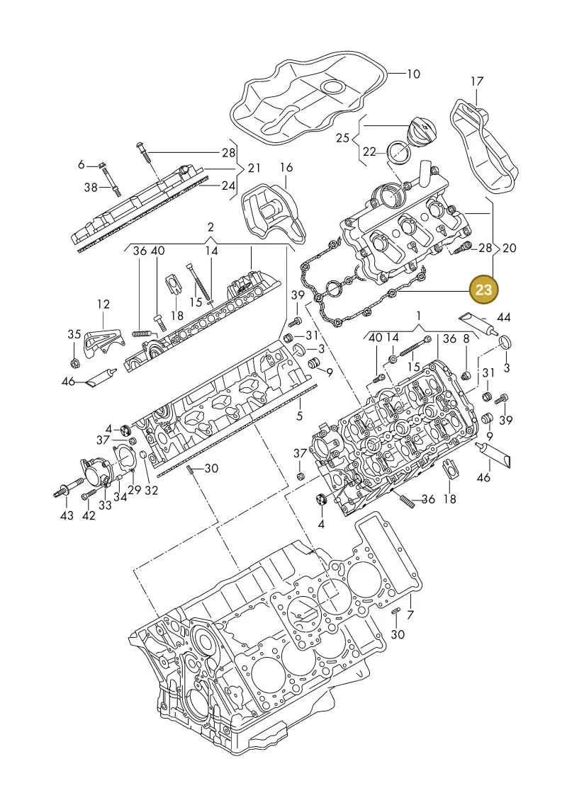 06E103483Q — Volkswagen Phideon (2016-2023) diagram 191103300, position 23