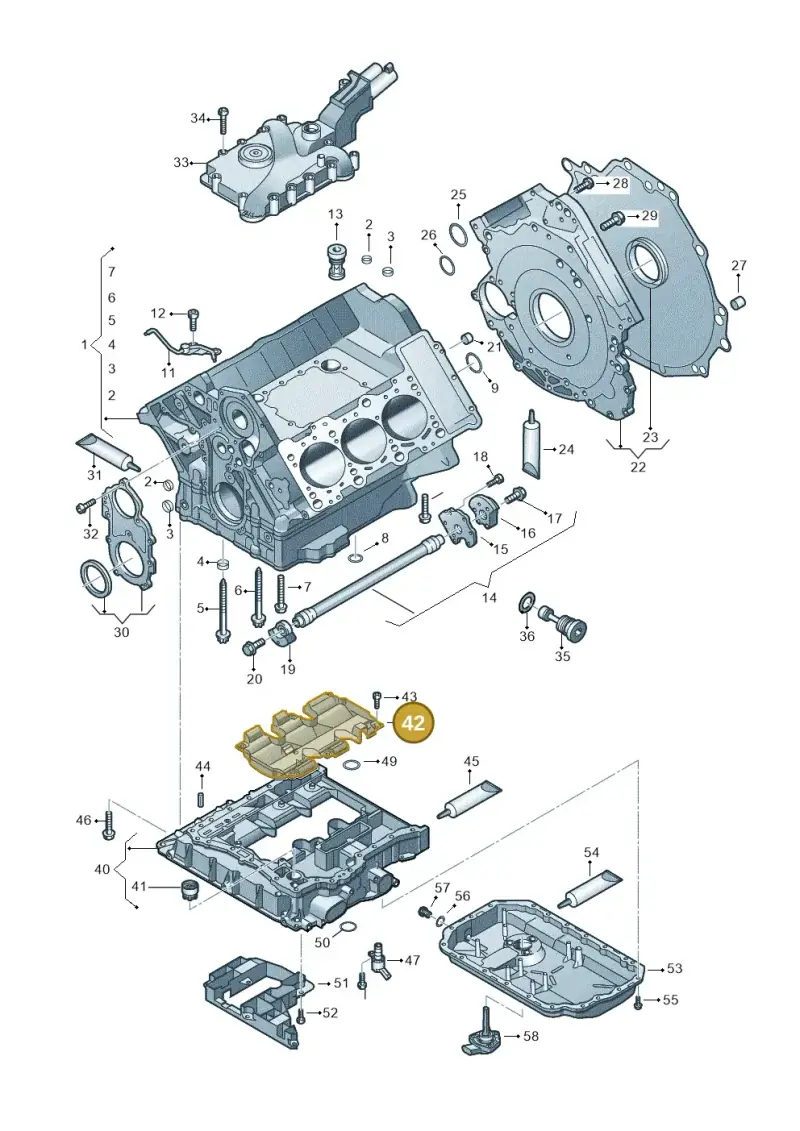 06E103623K — Volkswagen Touareg BlueMotion (2014-2018) diagram 693103050, position 42