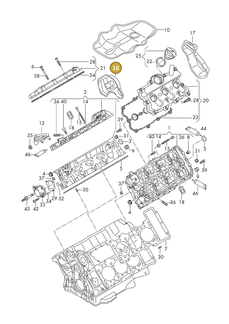 06E103980D — Volkswagen Phideon (2016-2023) diagram 191103300, position 16