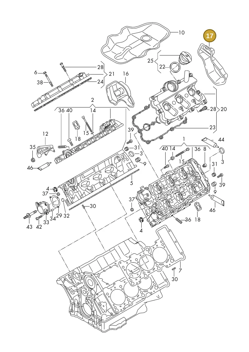06E103981E — Volkswagen Phideon (2016-2023) diagram 191103300, position 17