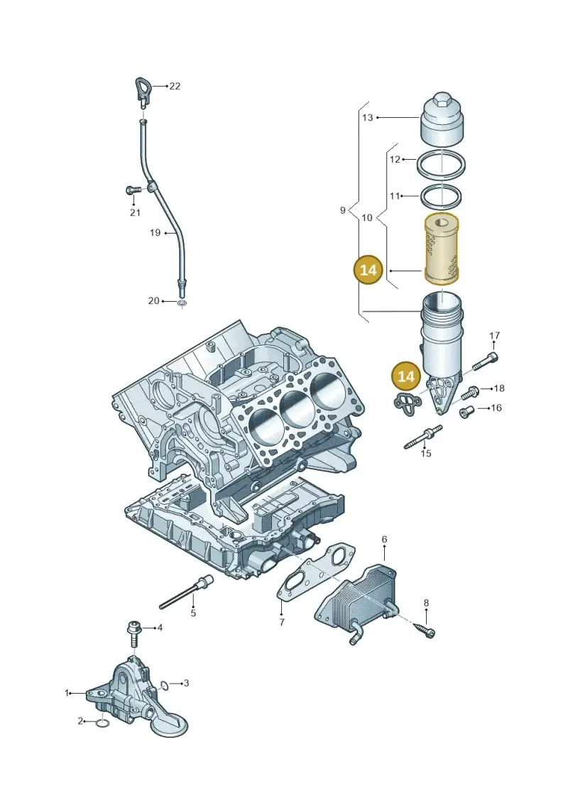06E115446 — Volkswagen Touareg BlueMotion (2014-2018) diagram 693115050, position 14