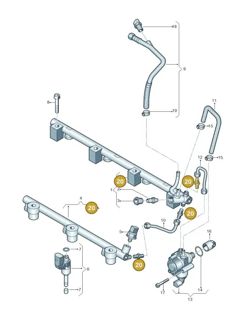 06E127065B — Volkswagen Touareg BlueMotion (2014-2018) diagram 693133920, position 20