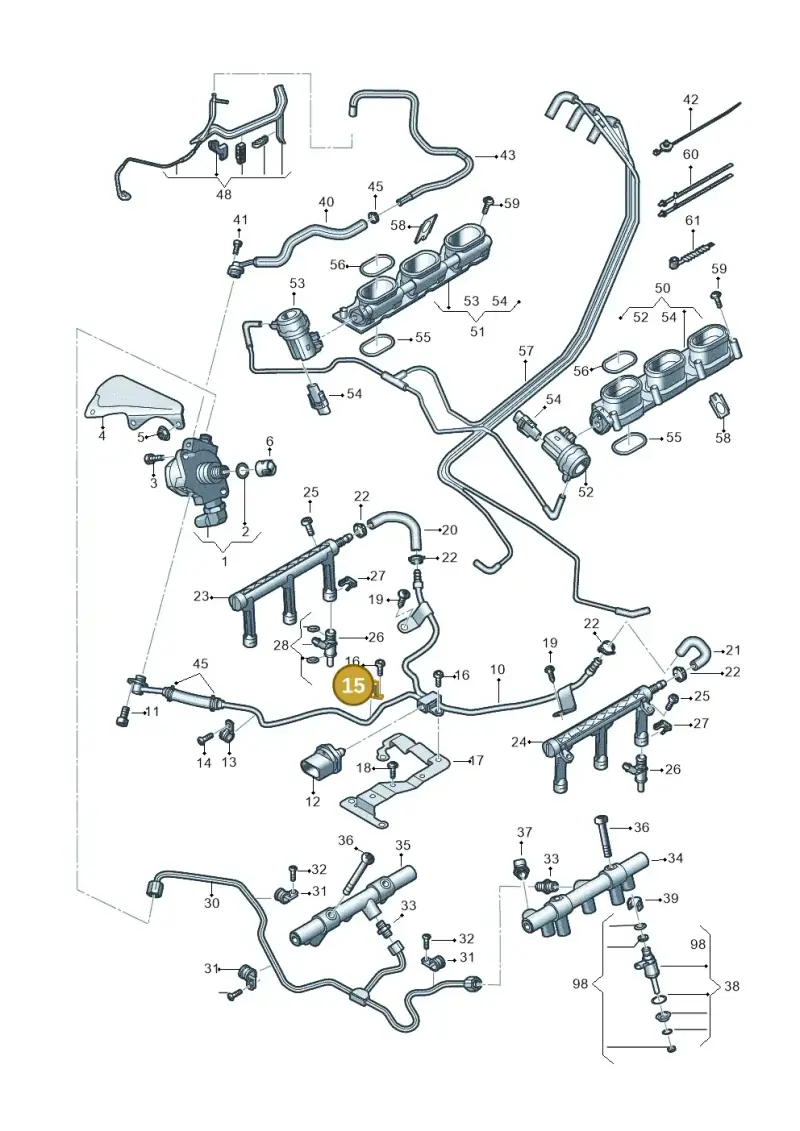 06E127233AC — Volkswagen Phideon (2016-2023) diagram 191133100, position 15