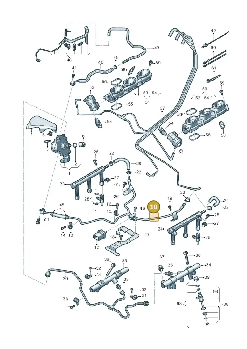 06E127509AE — Volkswagen Phideon (2016-2023) diagram 191133100, position 10