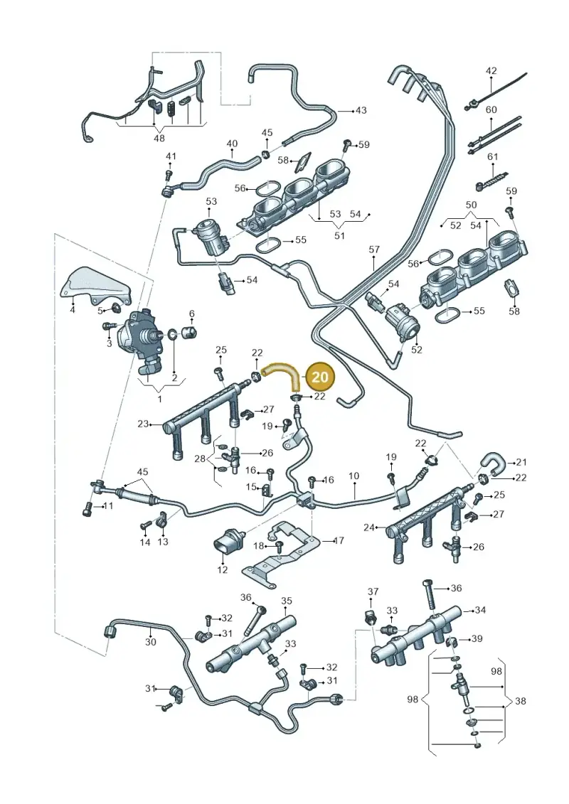 06E127513AA — Volkswagen Phideon (2016-2023) diagram 191133100, position 20