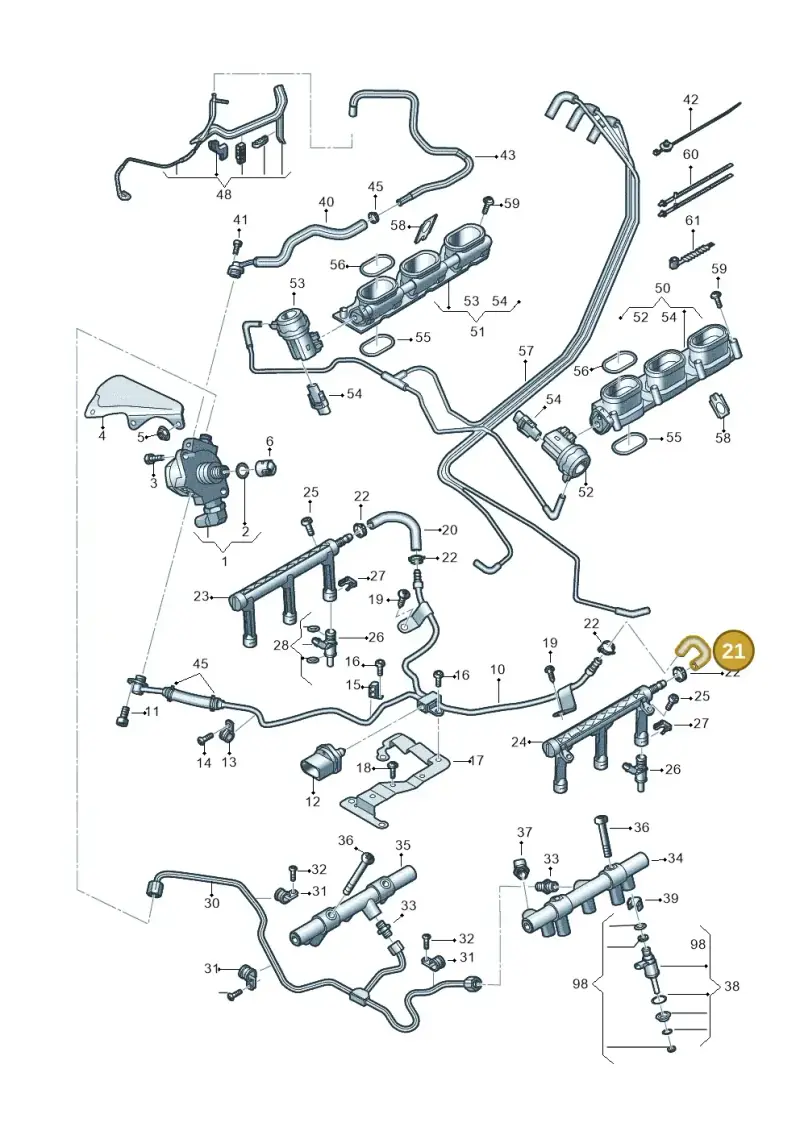 06E127513AB — Volkswagen Phideon (2016-2023) diagram 191133100, position 21