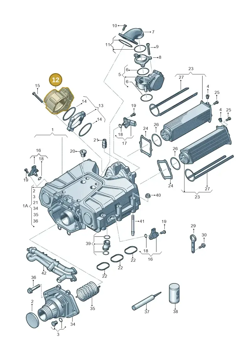 06E133062H — Volkswagen Touareg BlueMotion (2014-2018) diagram 648145350, position 12