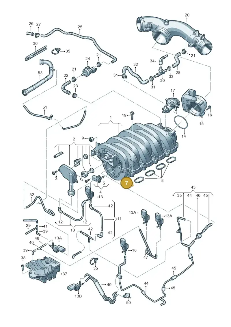 06E133588 — Volkswagen Touareg BlueMotion (2014-2018) diagram 693133600, position 7