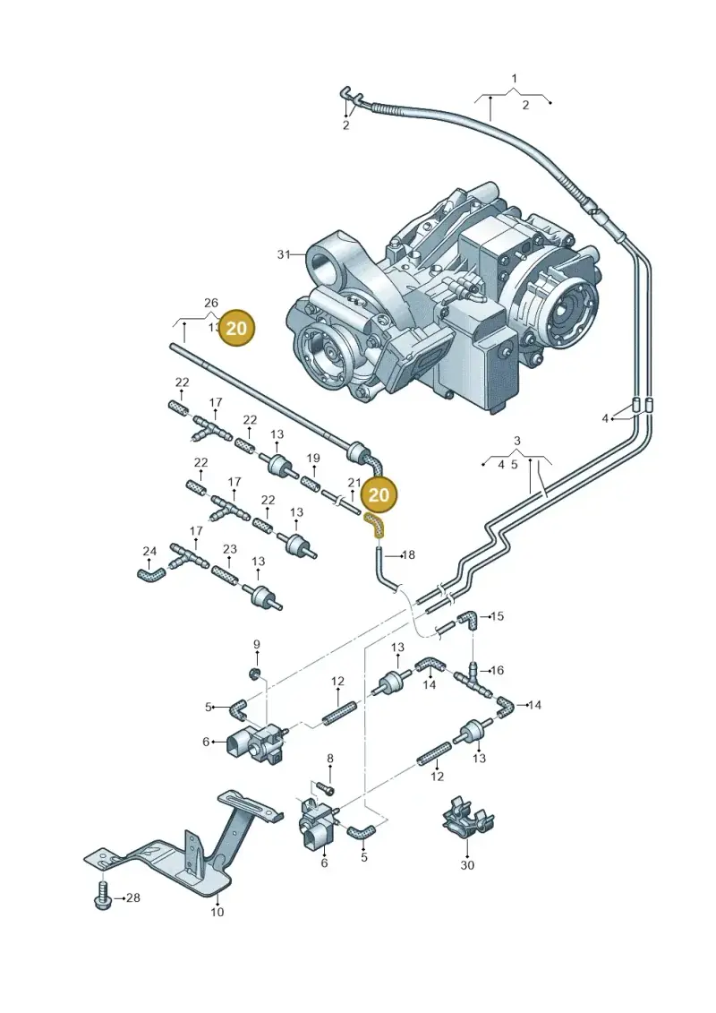 06E133784E — Volkswagen Caravelle (2015-2019) diagram 861525200, position 20
