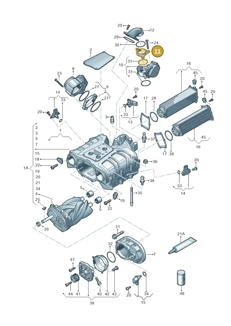 06E145175A — Volkswagen Phideon (2016-2023) diagram 771145250, position 11