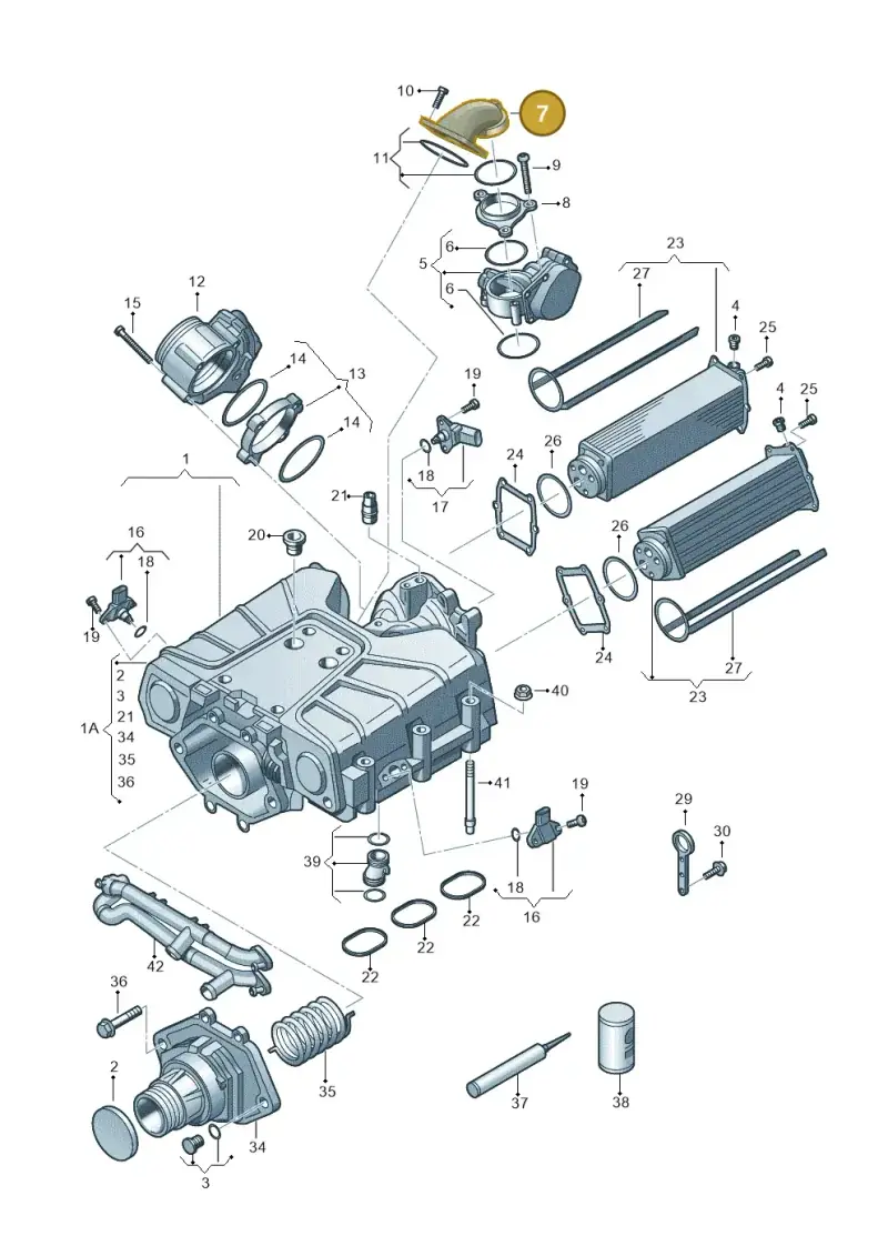 06E145641B — Volkswagen Touareg BlueMotion (2014-2018) diagram 648145350, position 7