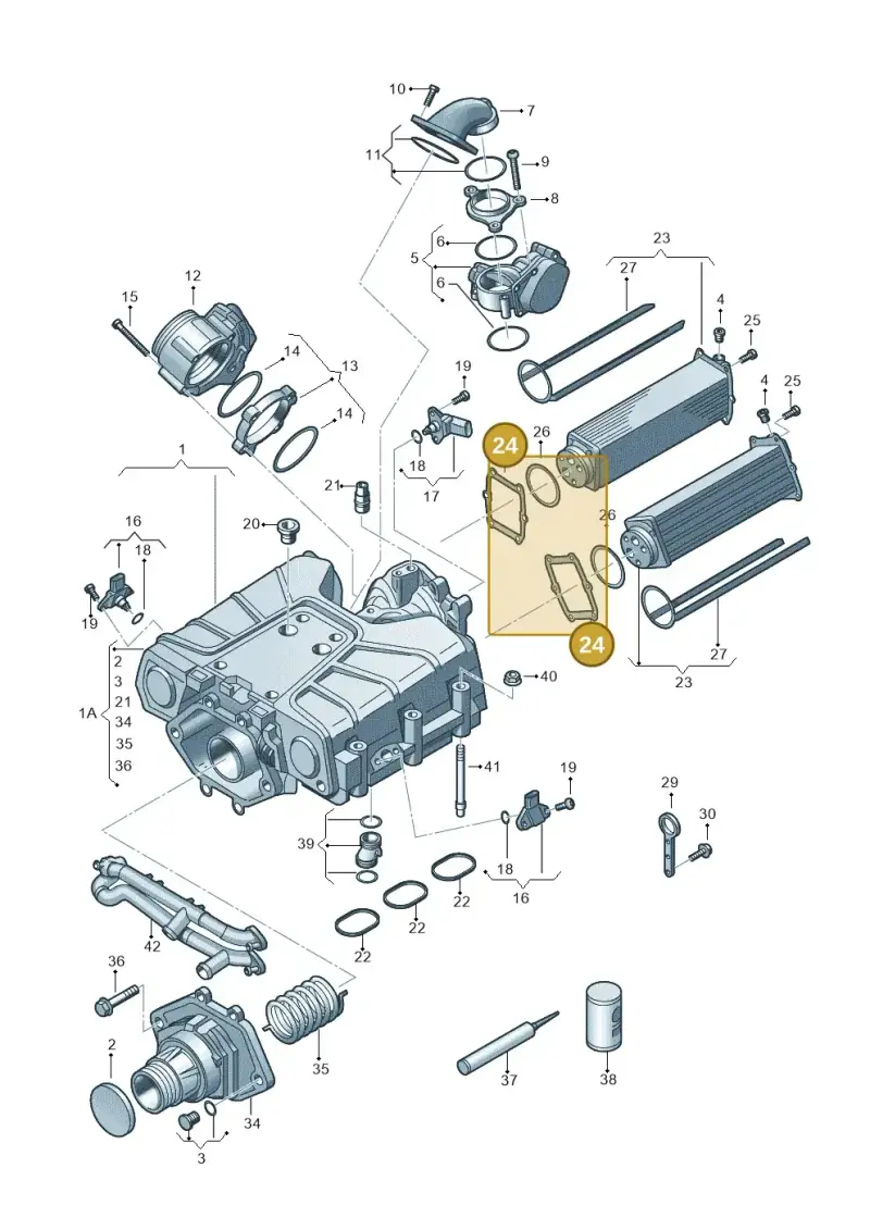 06E145723A — Volkswagen Touareg BlueMotion (2014-2018) diagram 648145350, position 24