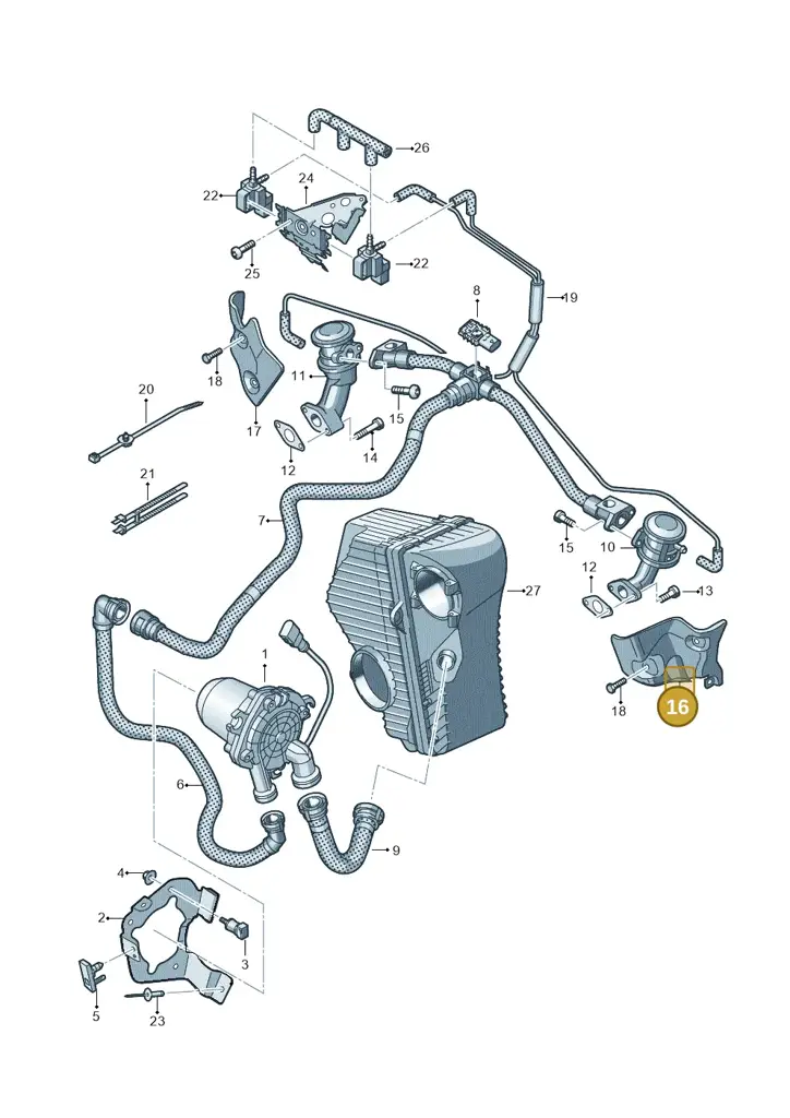 06E253243H — Volkswagen Touareg BlueMotion (2014-2018) diagram 693131000, position 16