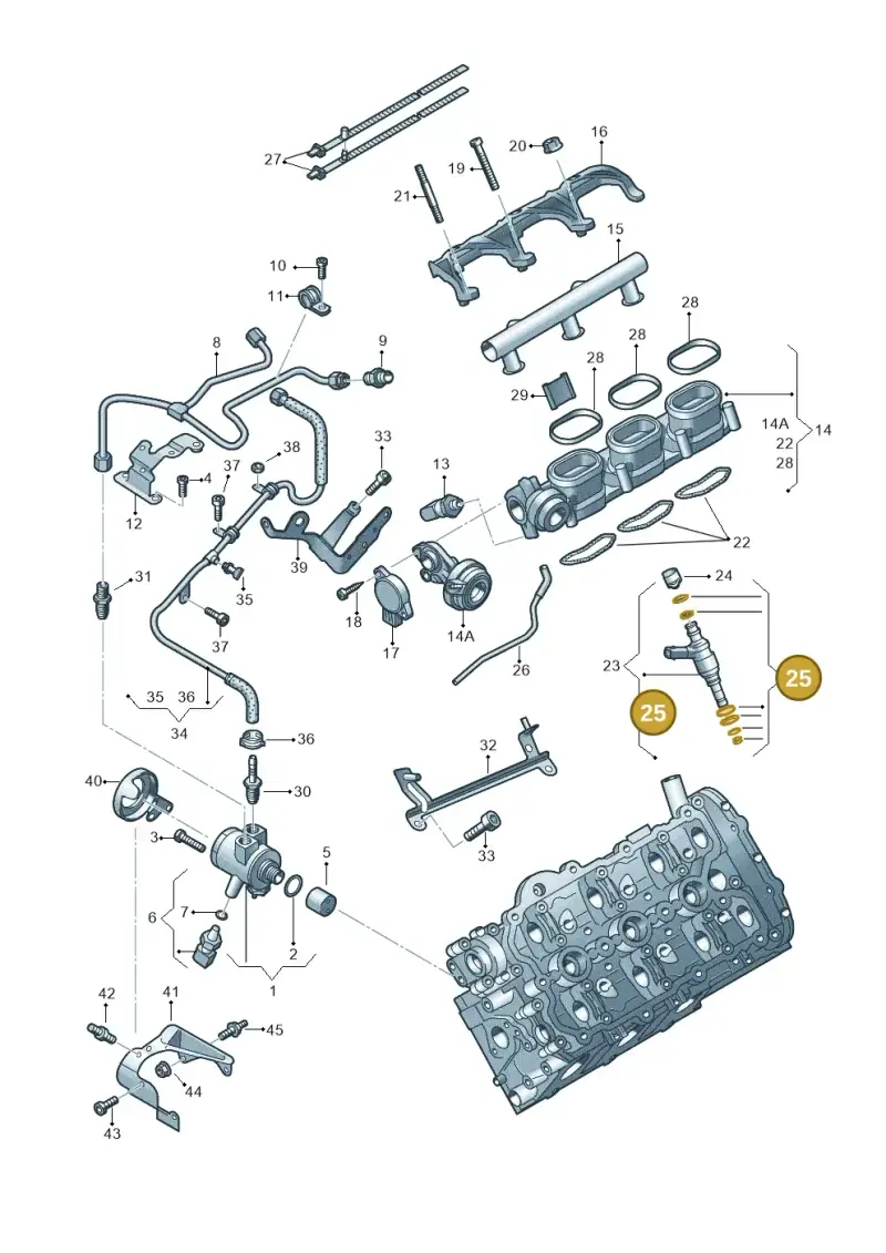 06E998907E — Volkswagen Touareg BlueMotion (2014-2018) diagram 693133500, position 25