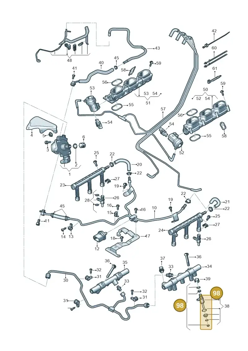 06E998907F — Volkswagen Phideon (2016-2023) diagram 191133100, position 98