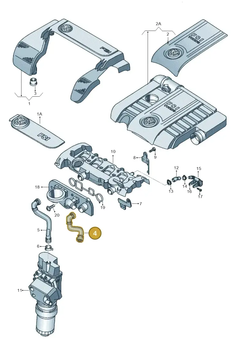 06F103221H — Volkswagen EOS 2.0 (2008-2010) diagram 409103800, position 4