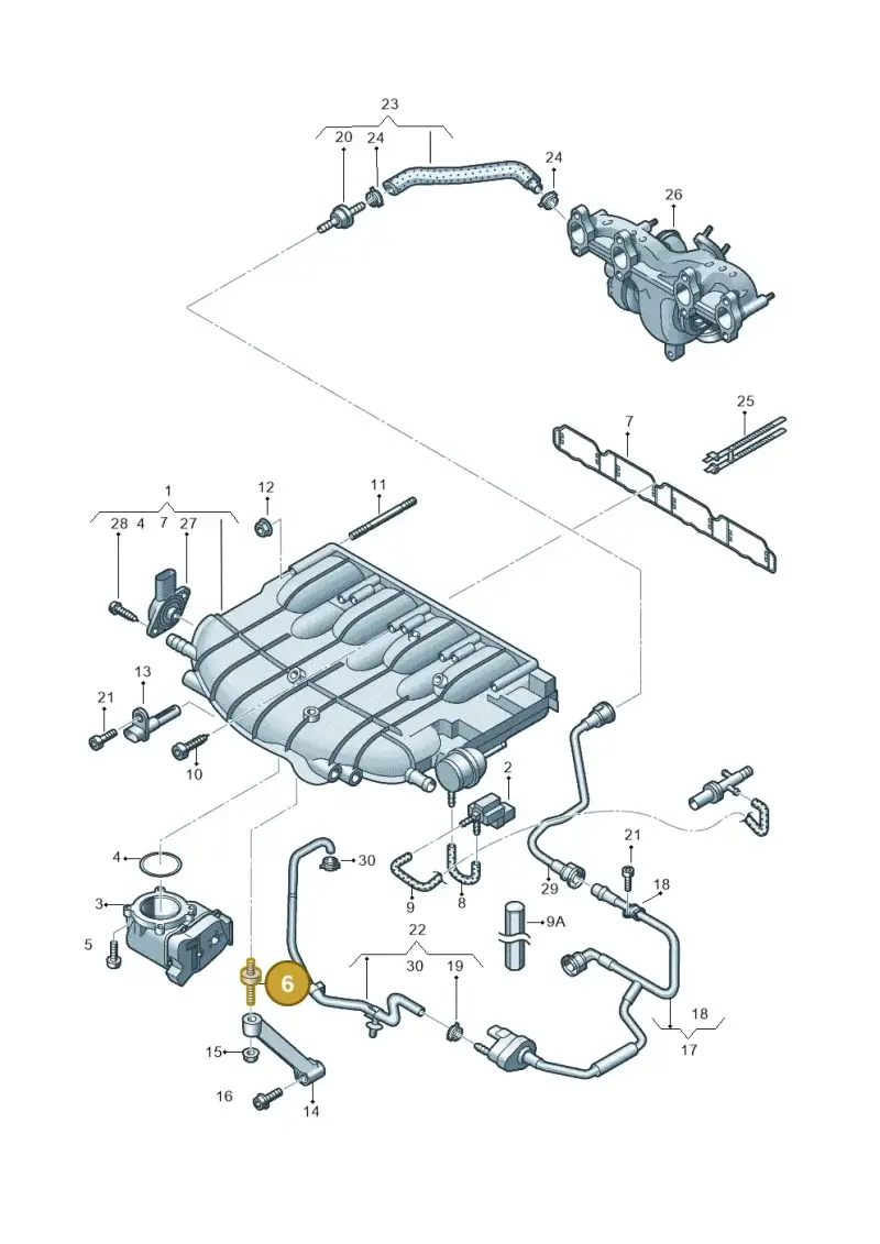 06F121273A — Volkswagen Scirocco 2.0 (2014-2017) diagram 718133300, position 6