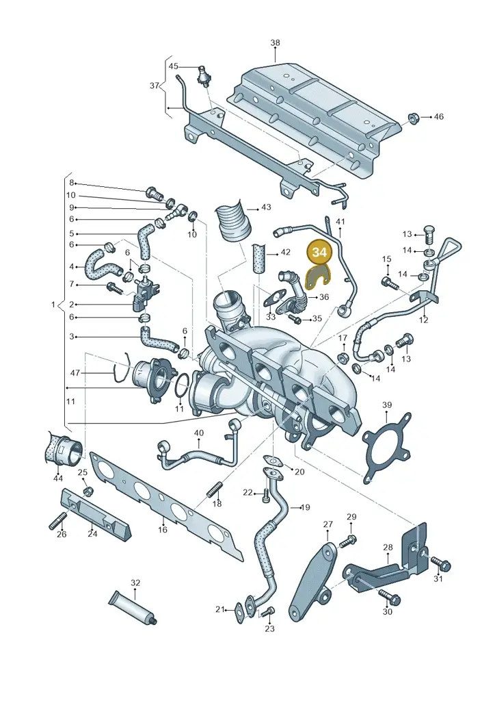 06F129686 — Volkswagen Scirocco 2.0 (2014-2017) diagram 786145560, position 34