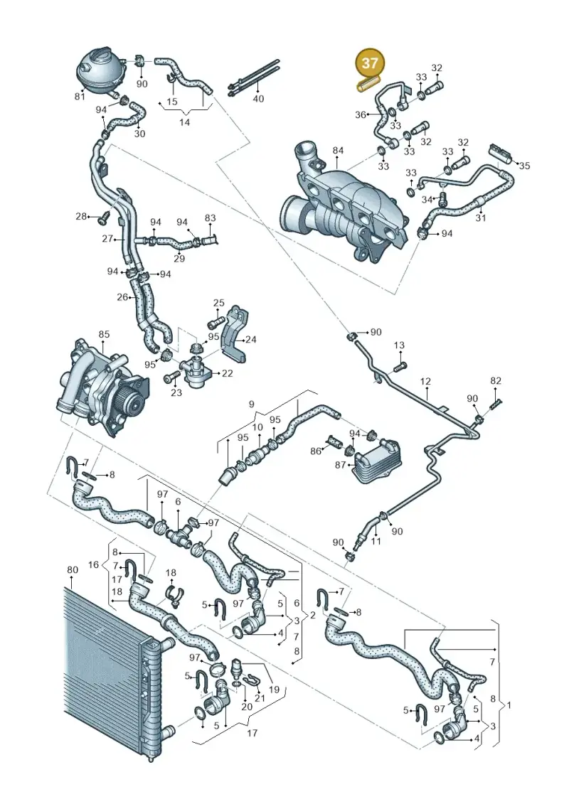 06F133833B — Volkswagen Scirocco 2.0 (2014-2017) diagram 649121240, position 37