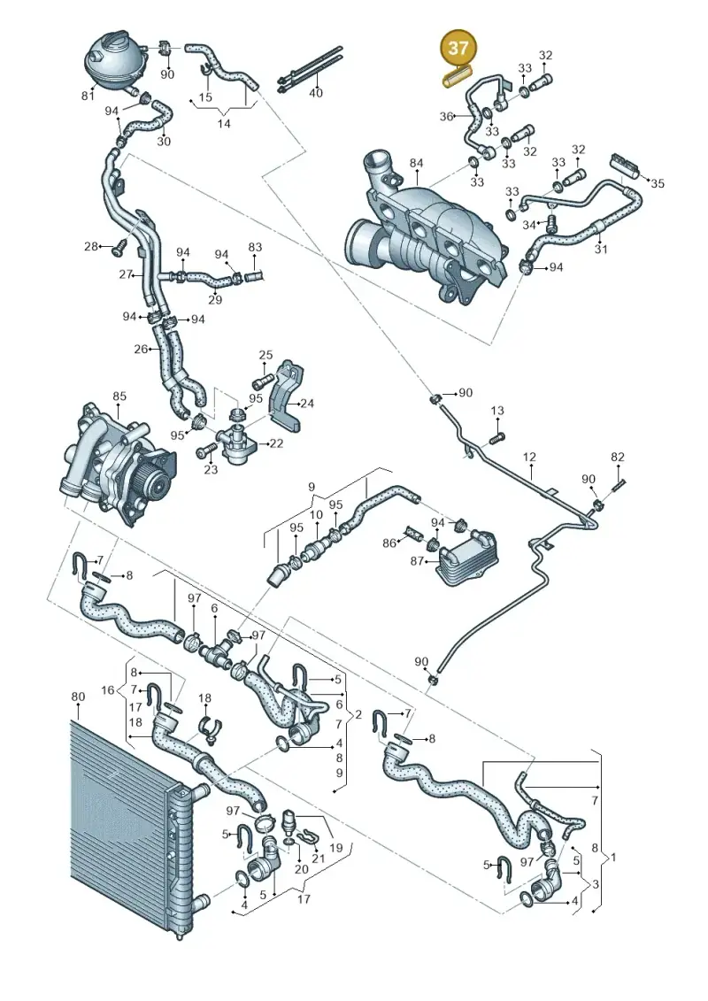 06F133833B — Volkswagen Passat CC (2011-2016) diagram 737121210, position 37