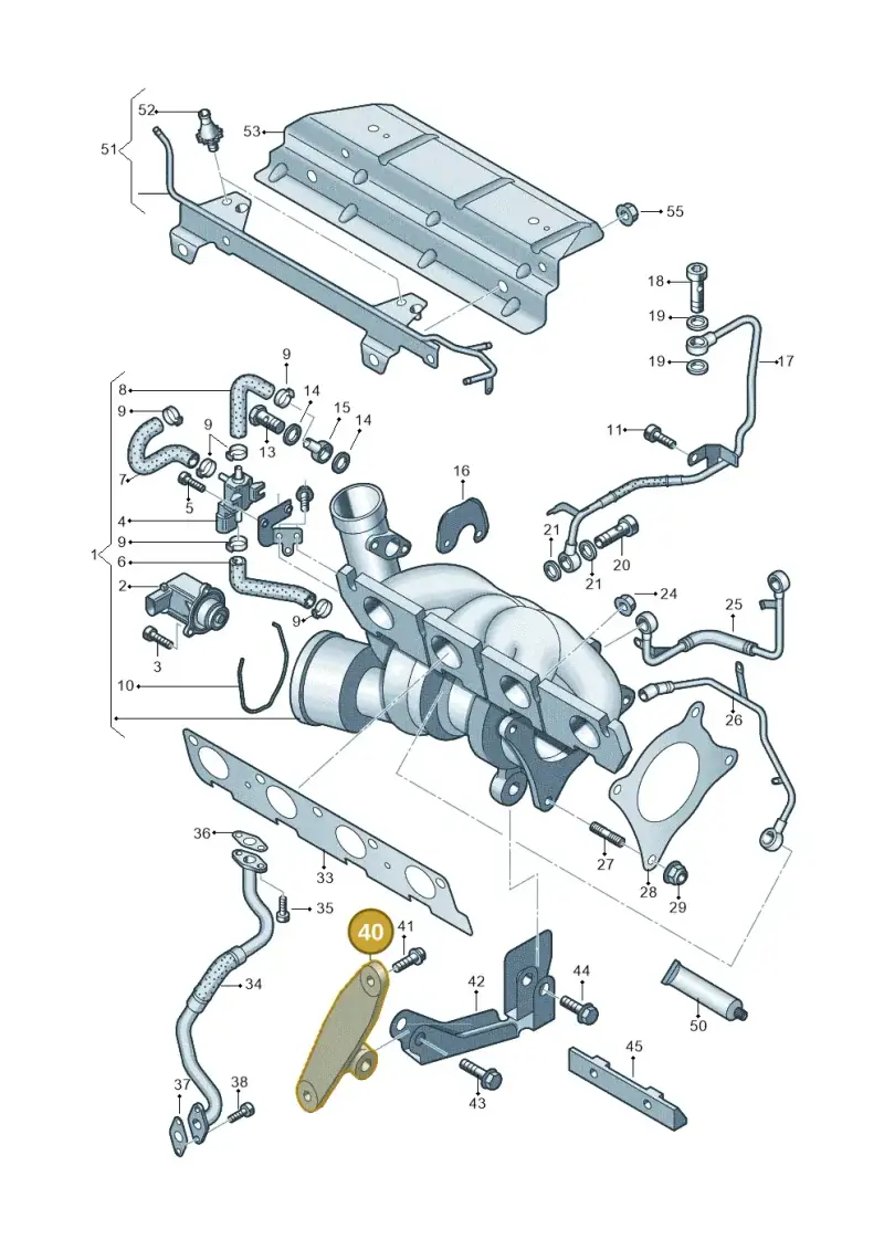 06F145533B — Volkswagen Golf Cabriolet (2011-2016) diagram 651145580, position 40