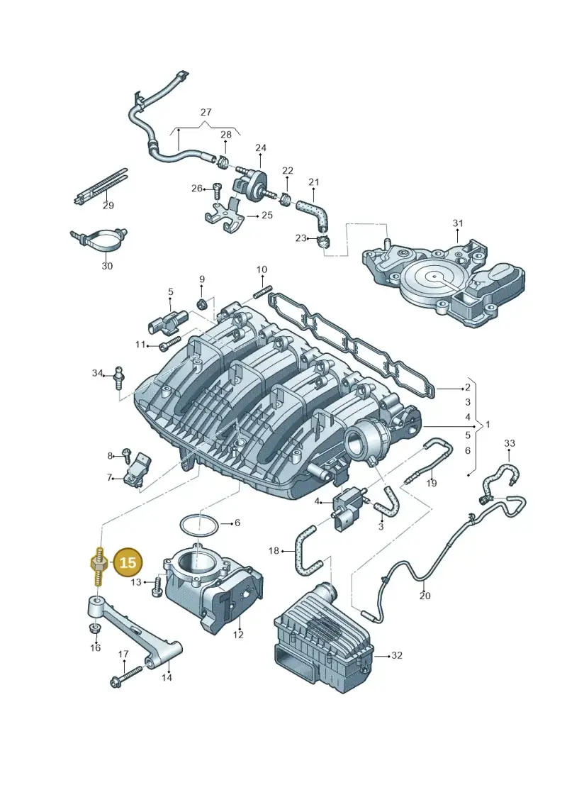 06H121273F — Volkswagen Tiguan 2.0 4Motion (2017-2024) diagram 691133200, position 15
