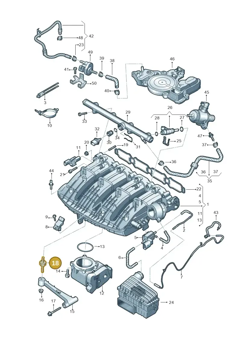 06H121273F — Volkswagen Passat saloon (2014-2024) diagram 718133250, position 18